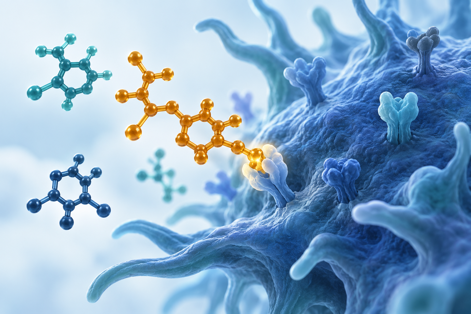 Adjuvant molecules and immune cell interaction concept