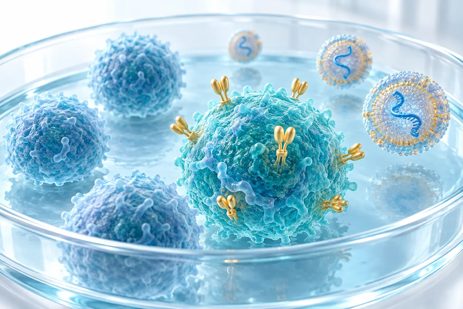 Conceptual illustration of ex vivo T-cell engineering in a culture dish