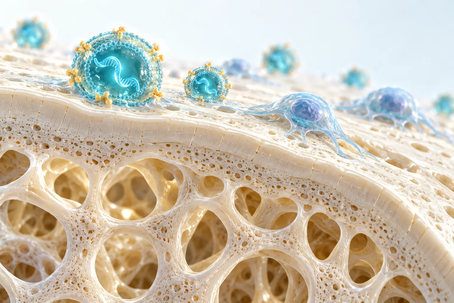 Conceptual illustration of RNA delivery at a mineralized bone surface