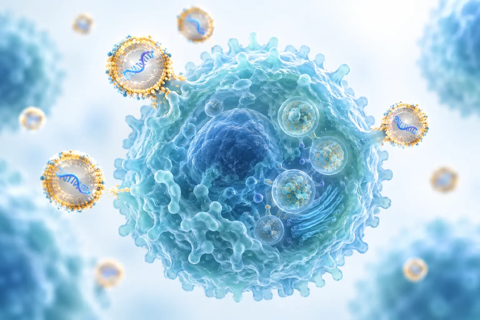 Conceptual RNA delivery to a T lymphocyte